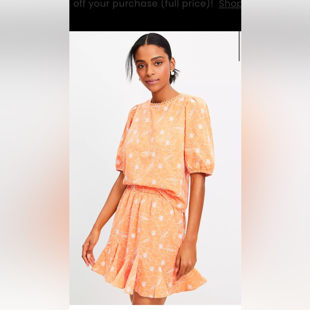 LOFT Orange Floral Blouse